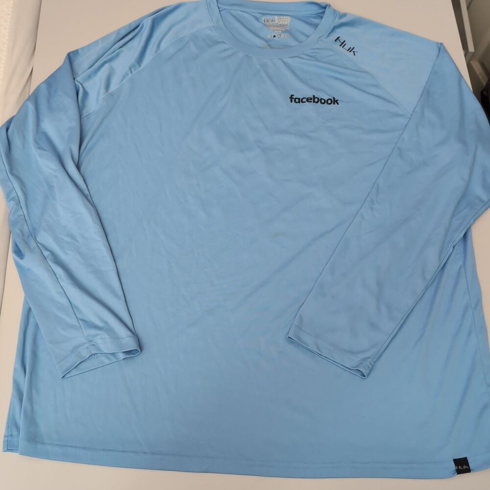 HUK t Shirt Mens 3XL Performance Long Sleeve Fishing T-Shirt Blue Lightweight